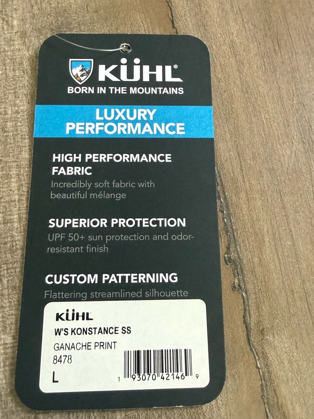 NEW Kuhl Konstance Short Sleeve Shirt W Lg Brown Ganache Print UPF 50 Performanc - Picture 2 of 7
